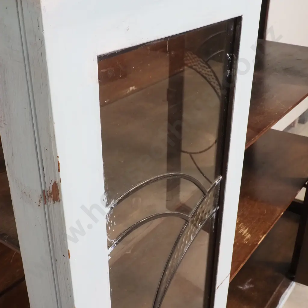 Vintage Art Deco Style Lead Light Display Cabinet, Painted Blue A/F Image 1++