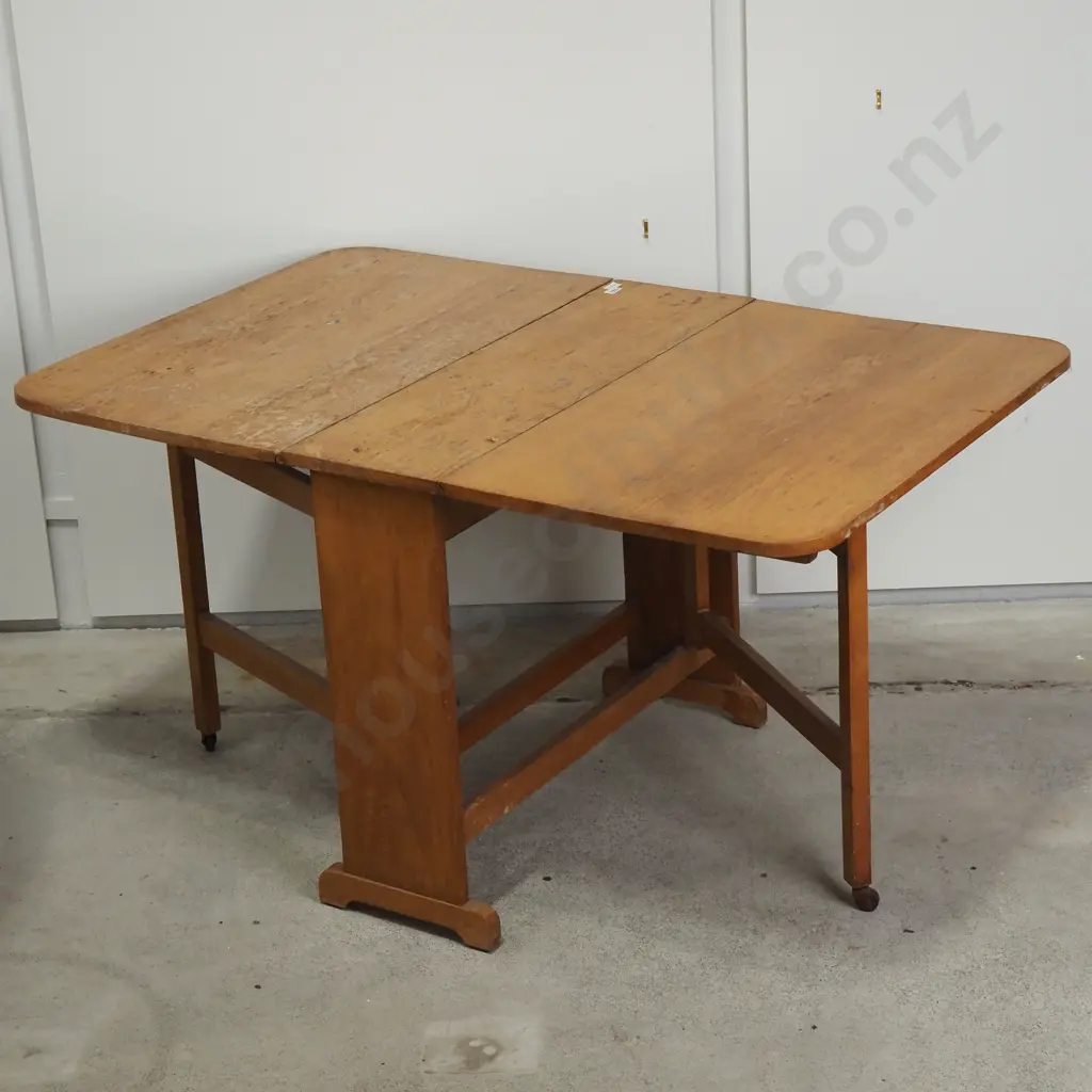 Pedestal Double-sided Drop-Leaf Table - Solid Wood Image 1++