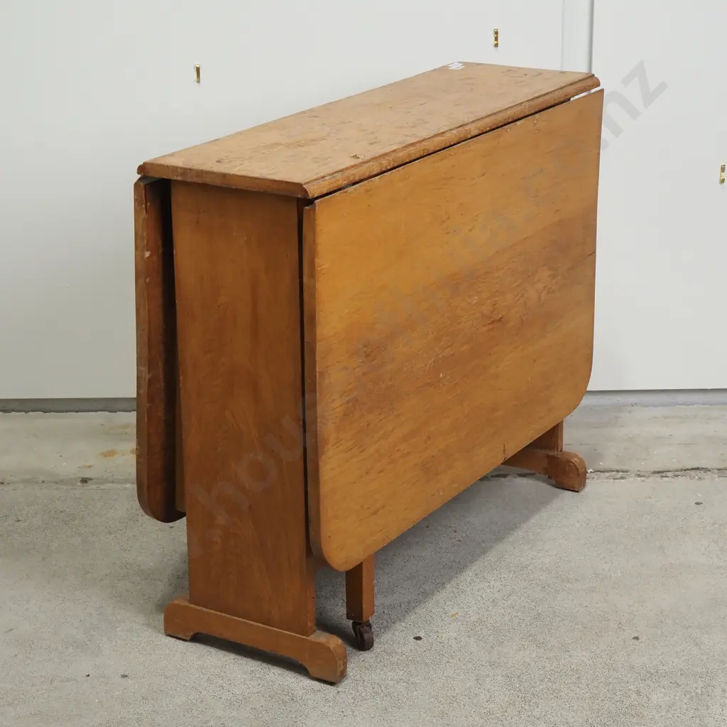 Pedestal Double-sided Drop-Leaf Table - Solid Wood Image 1++