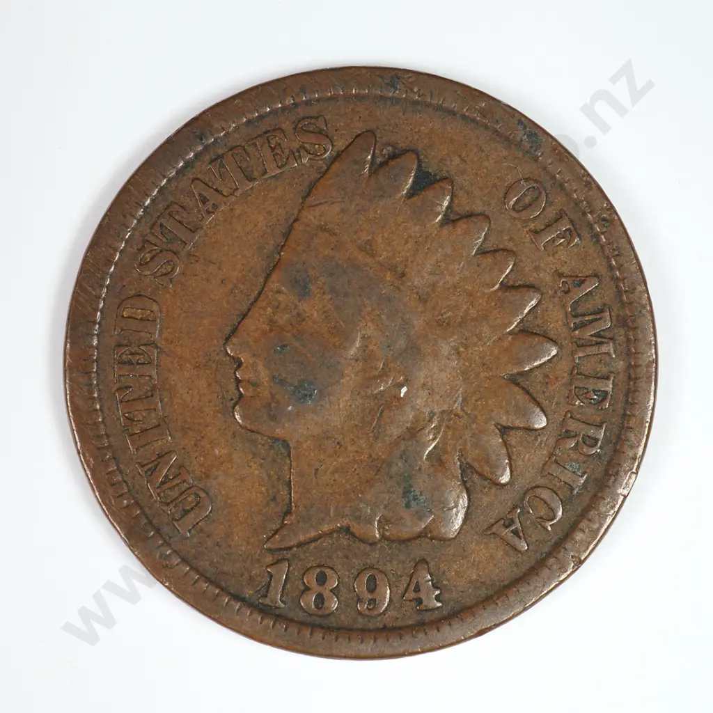 Indian Head Cent: 1894 - Very Fine. C.V USD $30 ( NZD $50 ) Image 1++