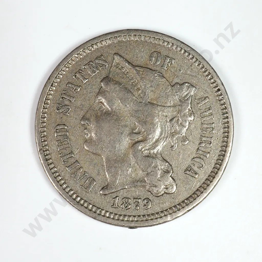 Nickel Three Cent: 1879 - Very Fine. C.V USD $144 ( NZD $250 ) Image 1++