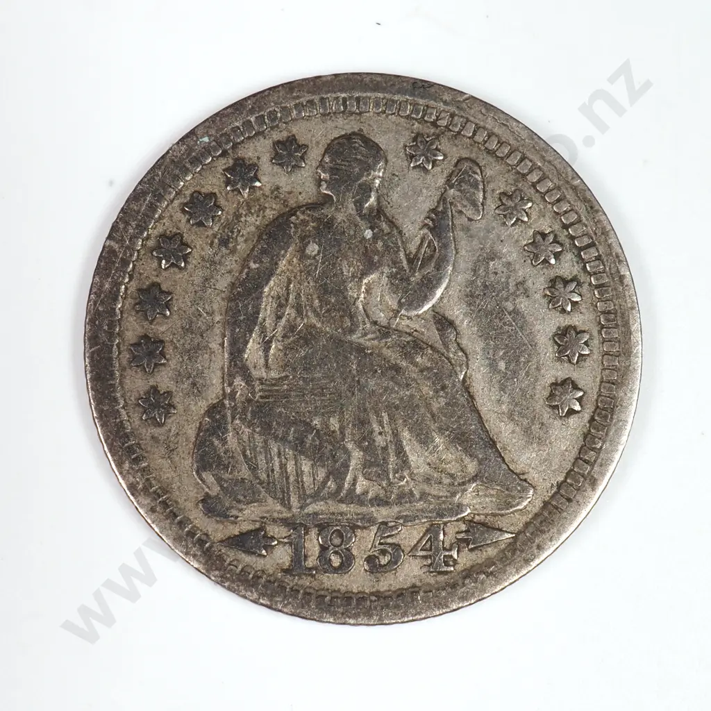 Half Dime: 1854 - Fine. C.V USD $45 ( NZD $75 ) Image 1++