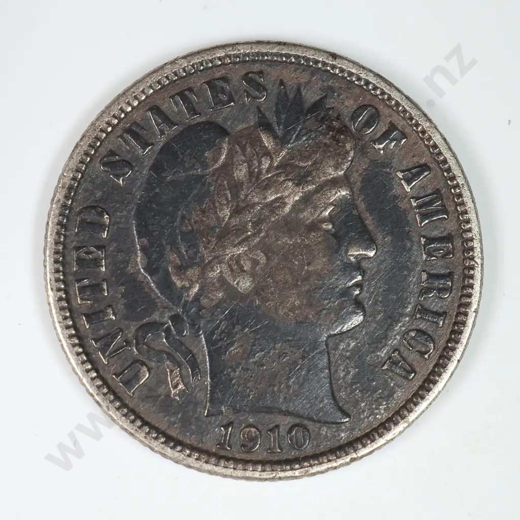 Barber Dime: 1910 S - Dark Very Fine. C.V USD $96 ( NZD $165 ) Image 1++