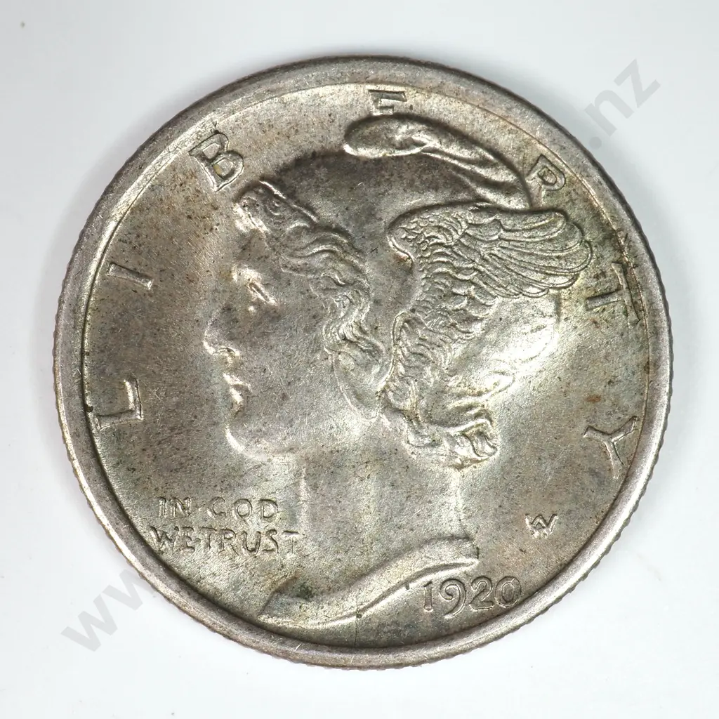 Mercury Dime: 1920 D - Extremely Fine. C.V USD $29 ( NZD $50 ) Image 1++