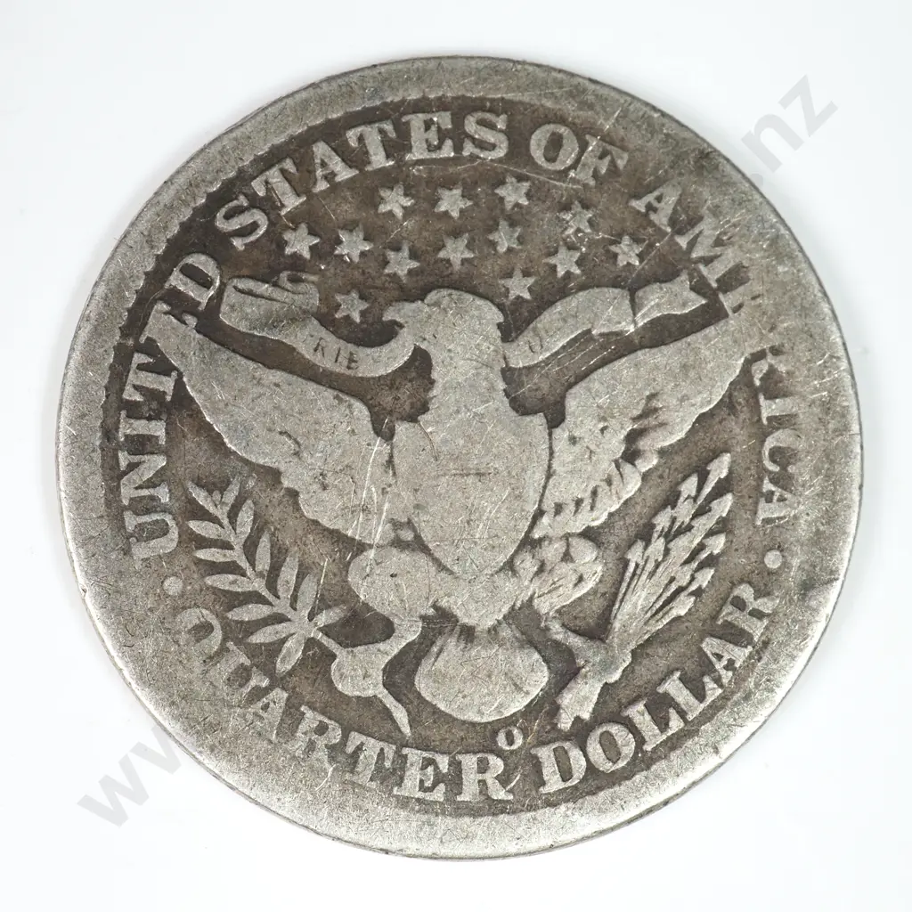 Barber Quarter Dollar: 1897 O - Good. C.V USD $71 ( NZD $125 ) Image 1++