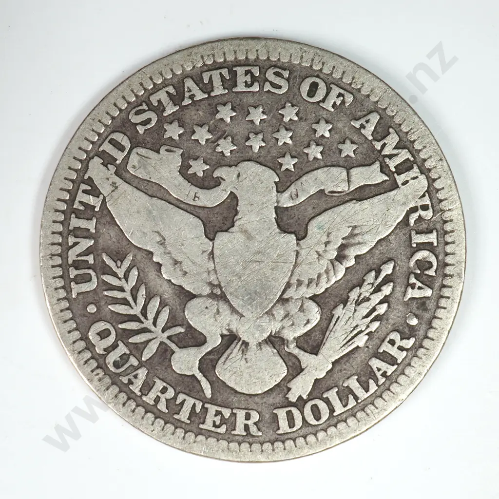 Barber Quarter Dollar: 1910 - Very Good. C.V USD $25 ( NZD $45 ) Image 1++