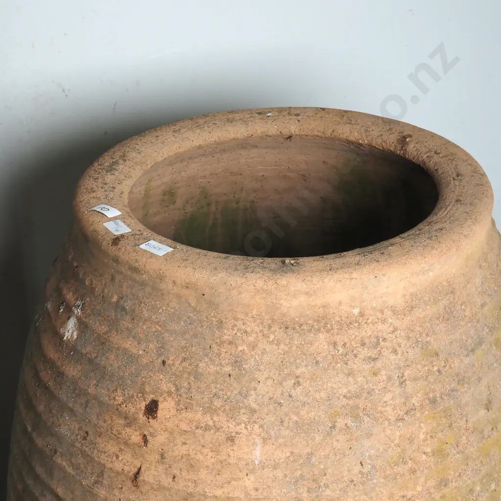 Large Rustic  Ribbed Terracotta Vessel Image 1++