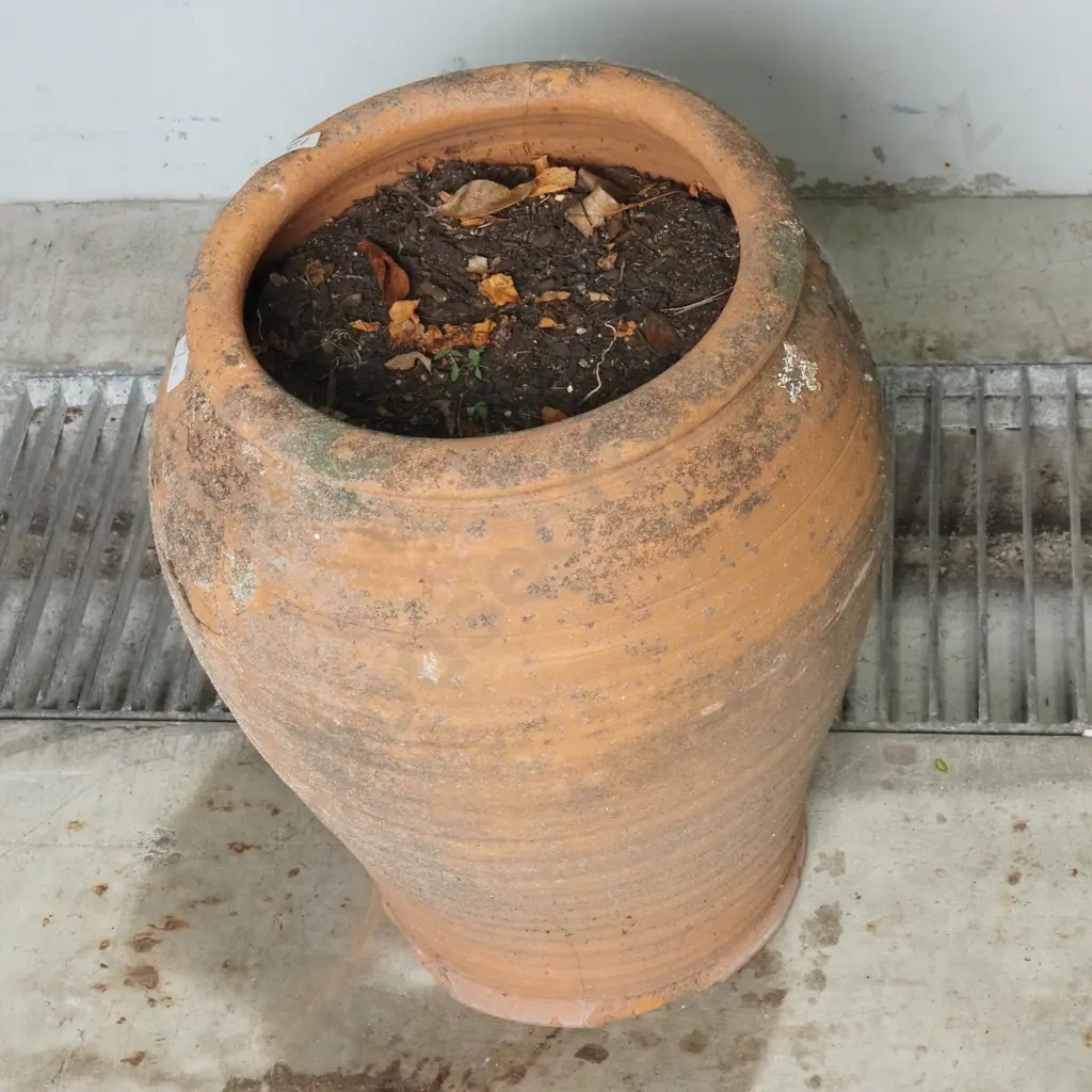 Rustic Ribbed Terracotta Planter  H470 x W 420mm Image 1++