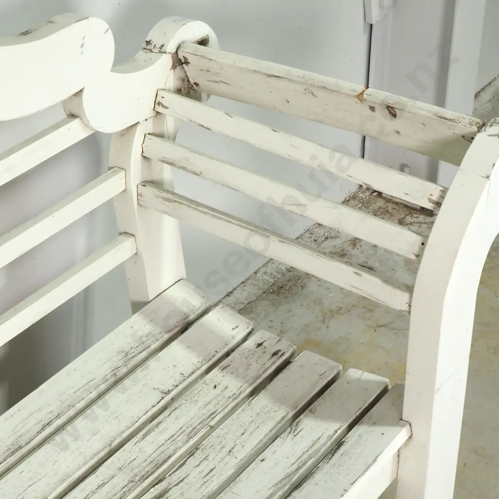 Lutyens Style Garden Bench Painted White Image 1++