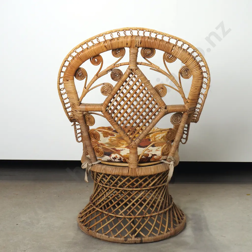 Vintage Cane Child's Peacock Chair Image 1++