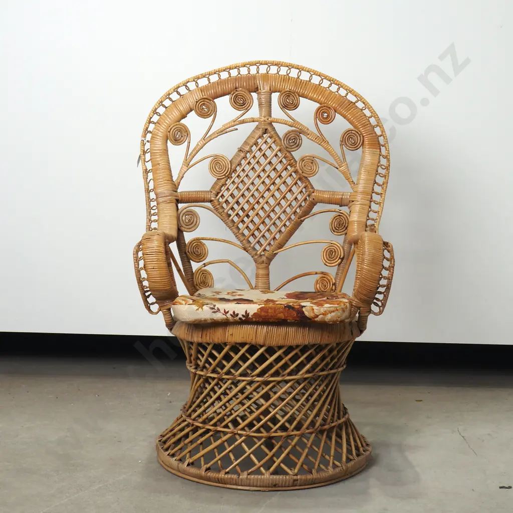 Vintage Cane Child's Peacock Chair Image 1++