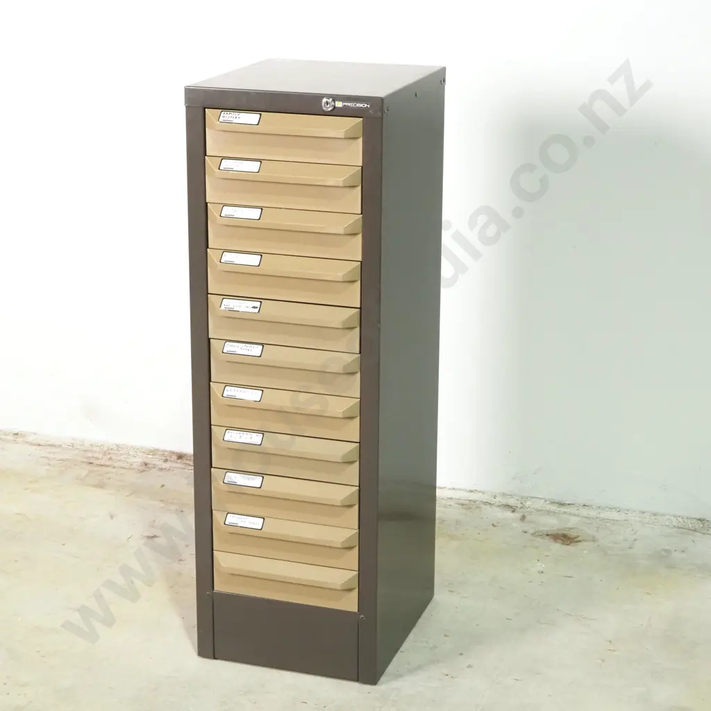 Precision Slim-line Metal Filing Cabinet - Eleven Drawer Image 1++