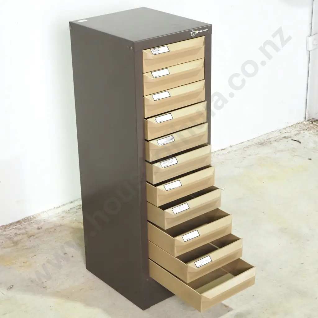 Precision Slim-line Metal Filing Cabinet - Eleven Drawer Image 1++