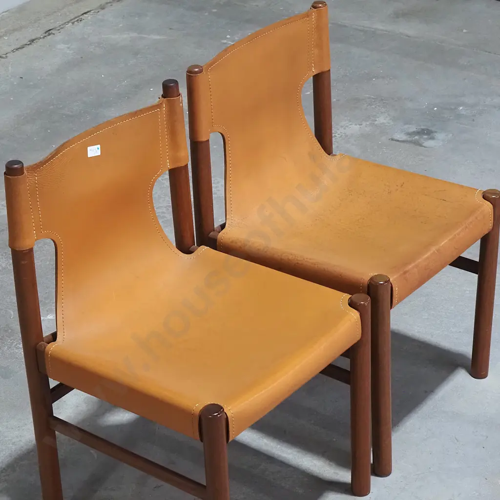 Two Authentic  Mid Century Fler 'Flervilla' Leather Sling Dining Chair  Designed by Gerald Easden Image 1++