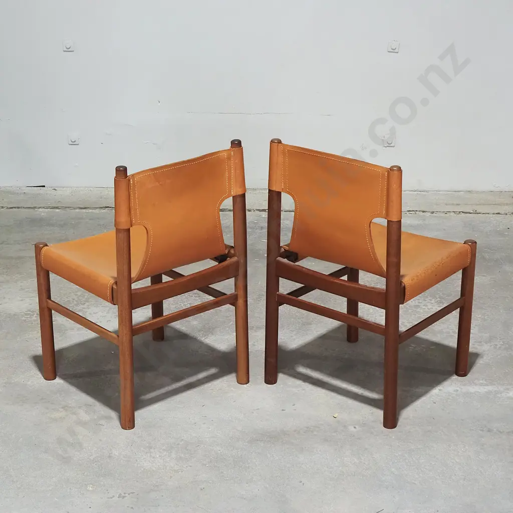 Two Authentic  Mid Century Fler 'Flervilla' Leather Sling Dining Chair  Designed by Gerald Easden Image 1++