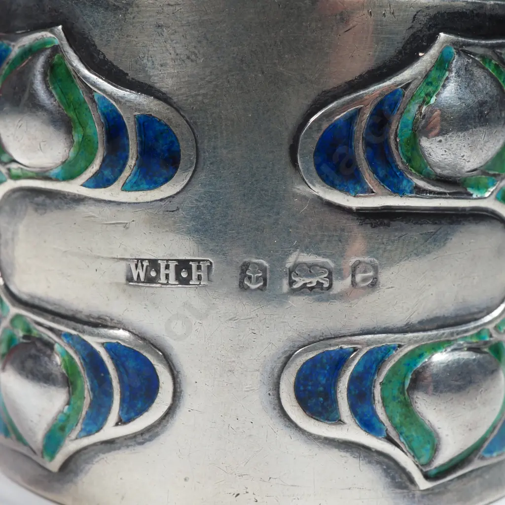 Archibald Knox for Liberty & Co Silver & Enamel Napkin Ring, WHH, Birmingham, 1904 Image 1++