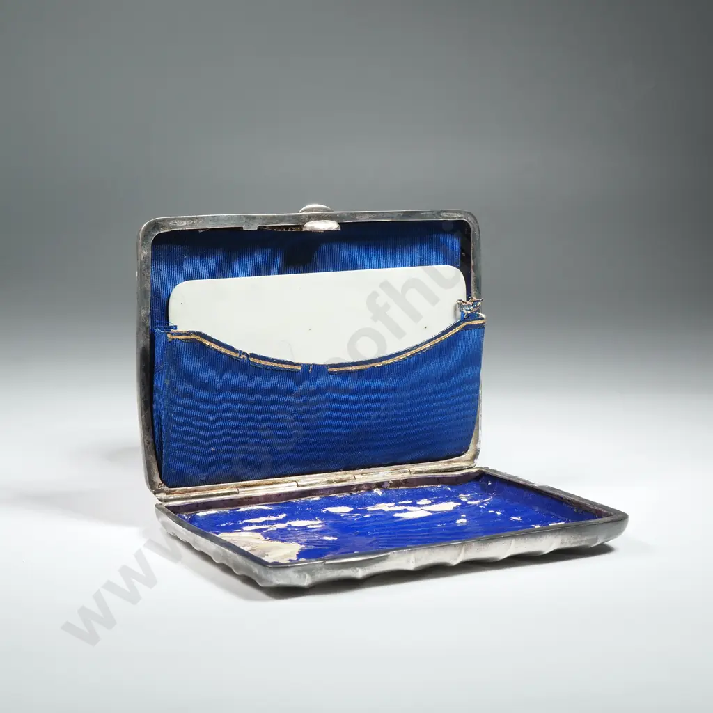 Antique Silver Plate Visiting Card Case with Fan Shaped Decoration.  Image 1++