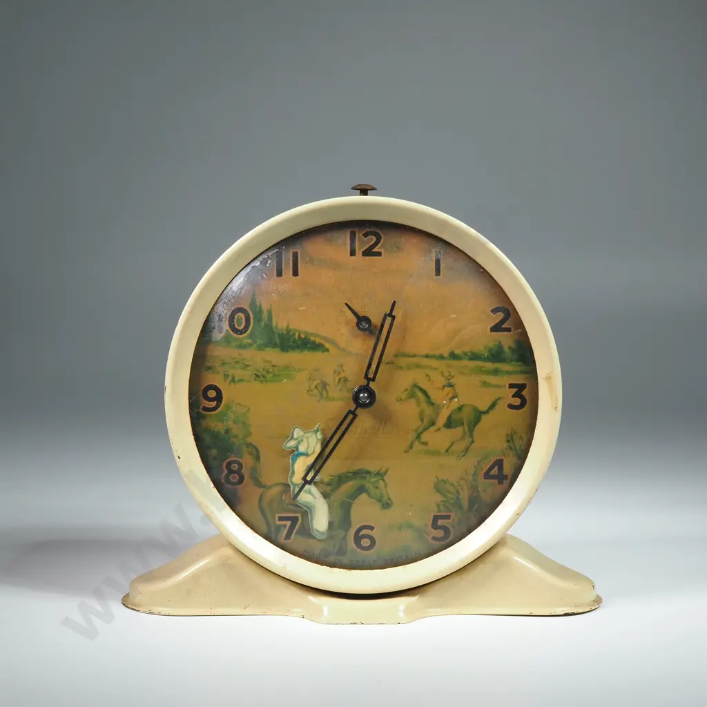 Vintage Smith's "Cowboy" Animated Alarm Clock. Circa 1950 Image 1++