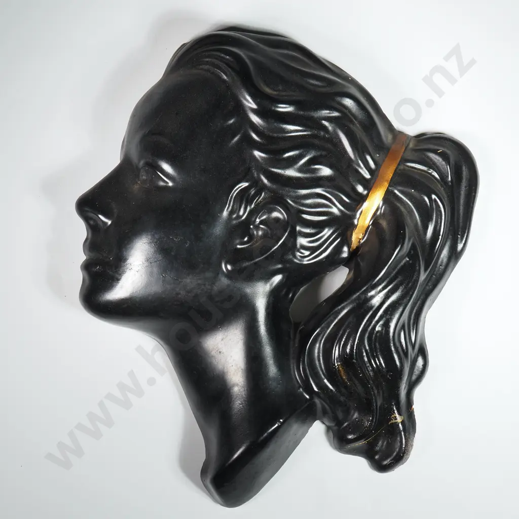 Mid Century Chalkware Lady Head Wall Plaque Image 1++