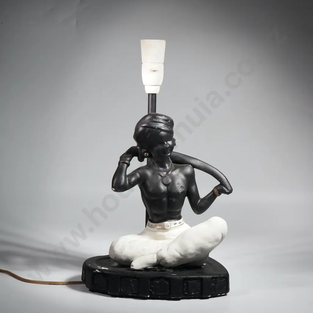 1960s Chalkware Figural Lamp Depicting a Seated Male Figure Image 1++