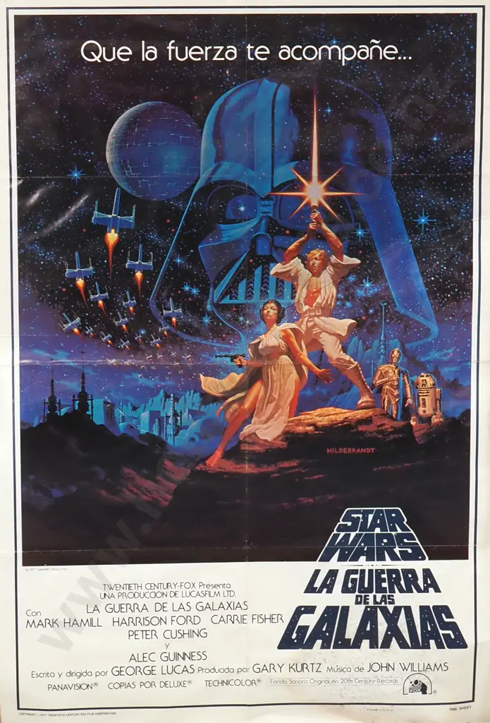 Hildebrandt Bros - Star Wars: A New Hope, (La Guerra de las Galaxias), 1977 Original Release One Sheet Movie Poster Image 1++