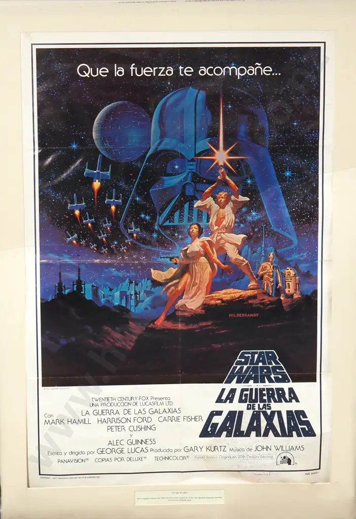 Hildebrandt Bros - Star Wars: A New Hope, (La Guerra de las Galaxias), 1977 Original Release One Sheet Movie Poster Image 1++