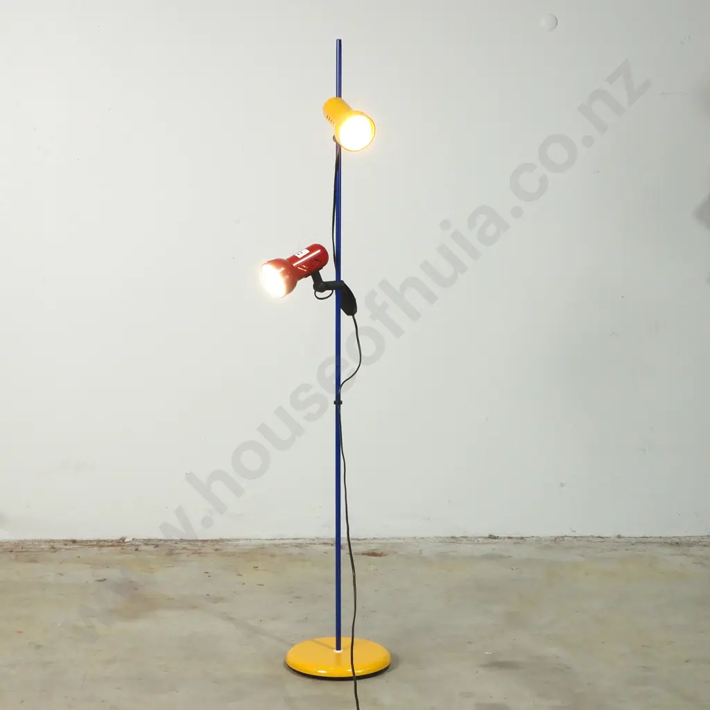 Memphis Style Adjustable Floor Lamp in Shades of Red, Yellow & Blue Image 1++