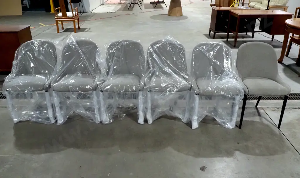 Set Of Six King Living Armless Dining Chairs w Timber Finish Legs Image 1++