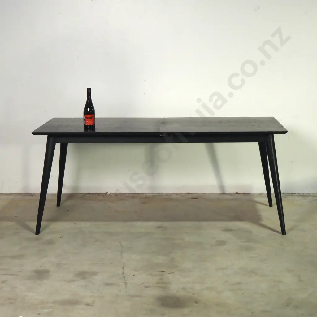 Rectangular Black Dining Table on Four Tapered Legs  Image 1++