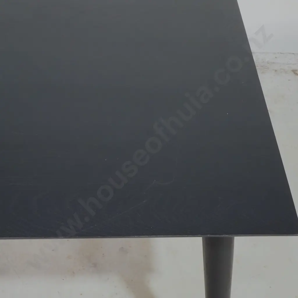 Rectangular Black Dining Table on Four Tapered Legs  Image 1++