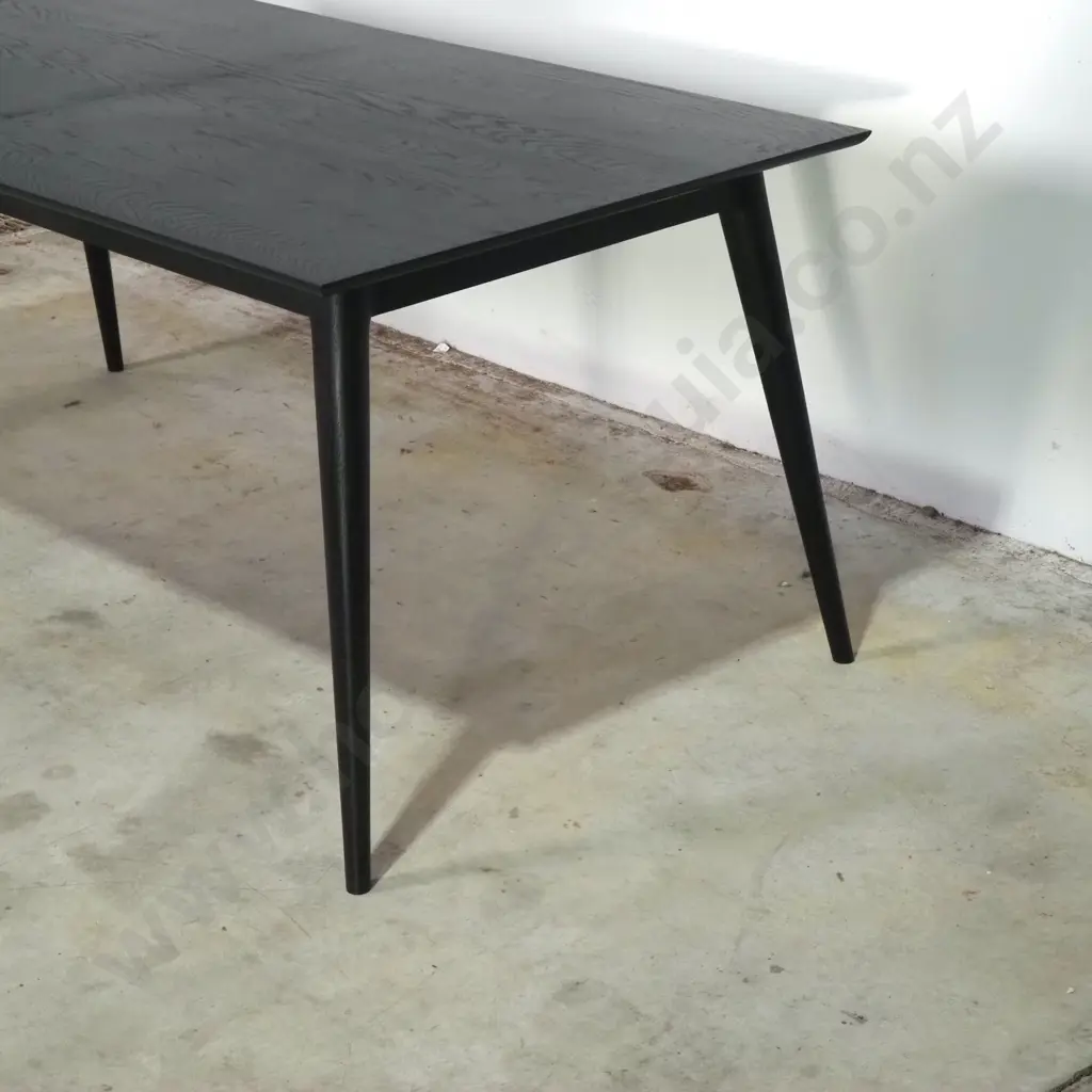 Rectangular Black Dining Table on Four Tapered Legs  Image 1++