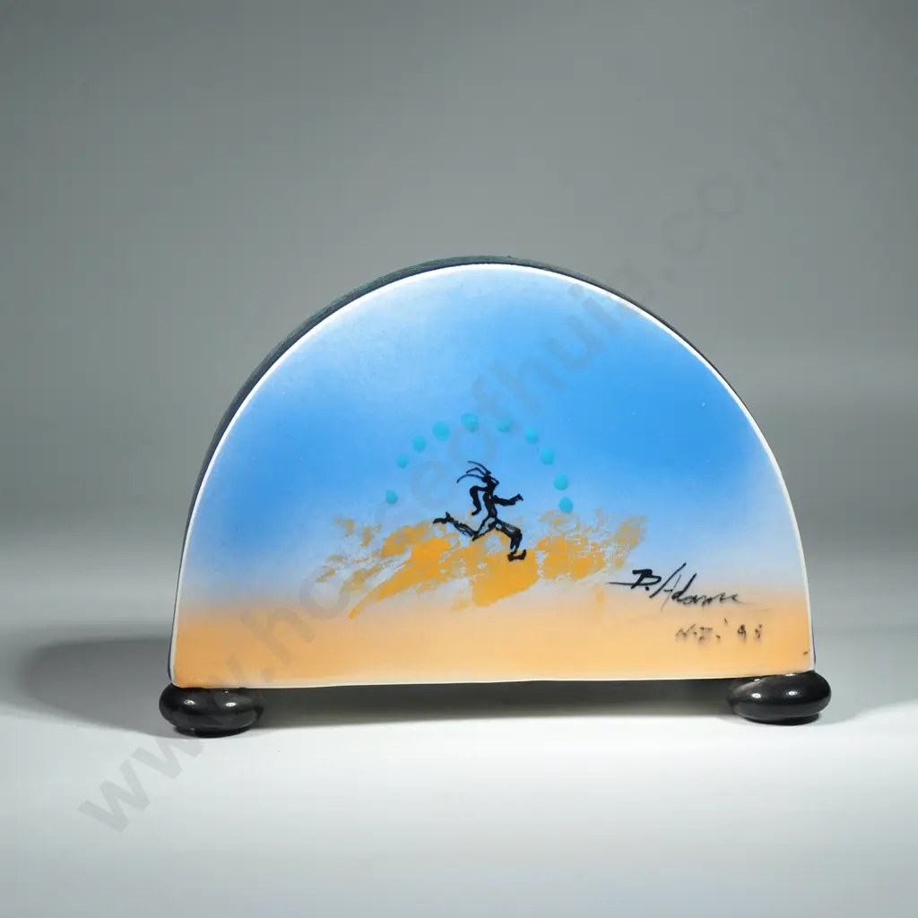 Semi Circular Pottery Mantle Clock Signed Brendan Adams Image 1++