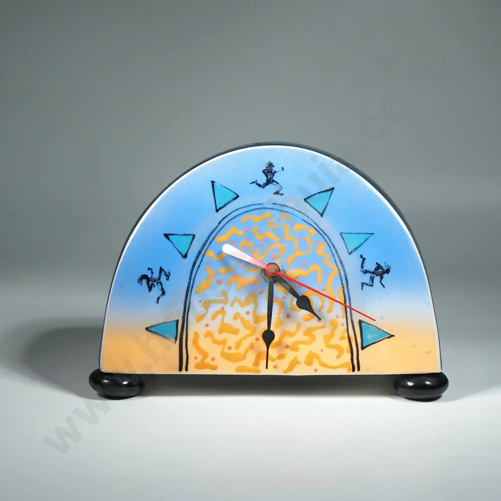 Semi Circular Pottery Mantle Clock Signed Brendan Adams Image 1++