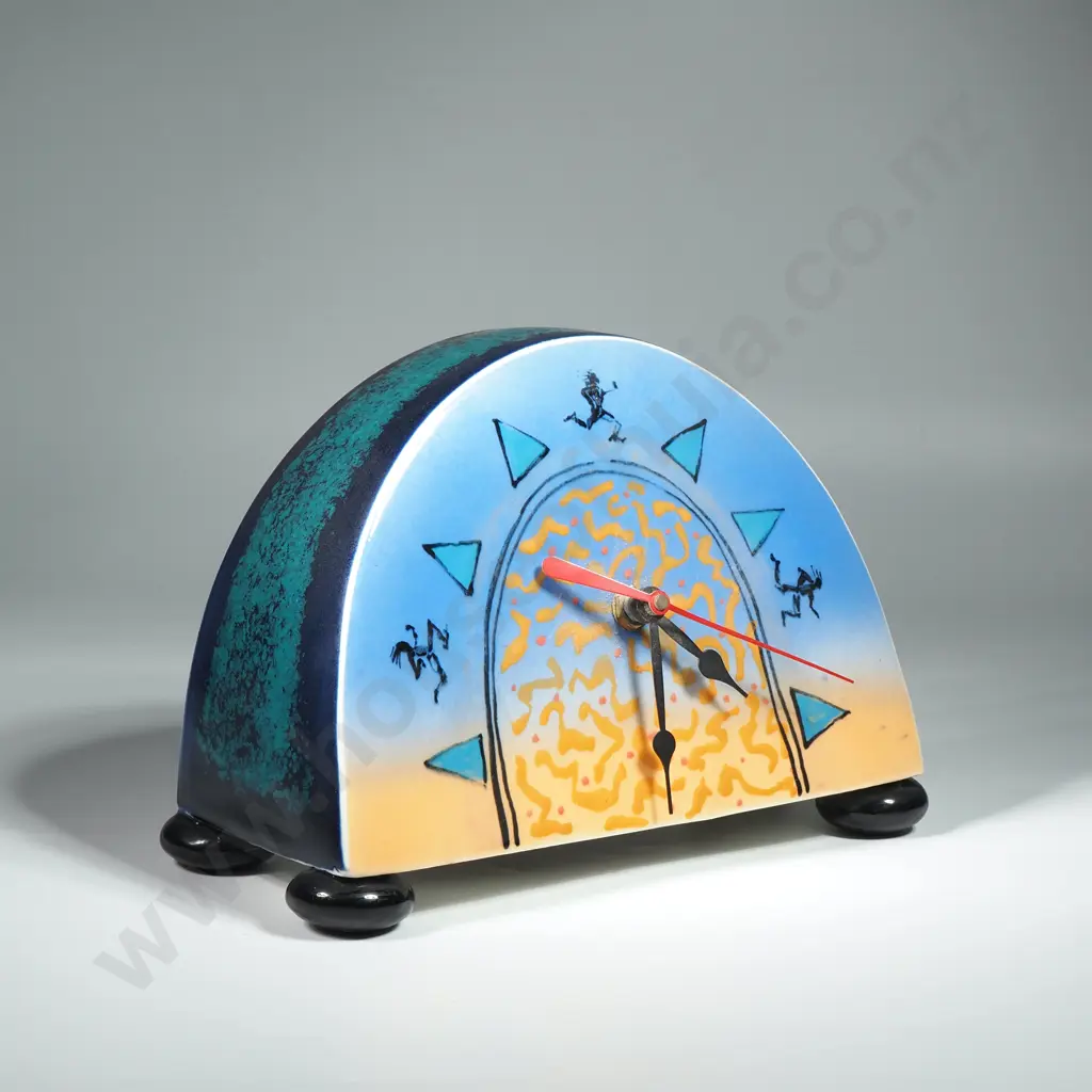 Semi Circular Pottery Mantle Clock Signed Brendan Adams Image 1++