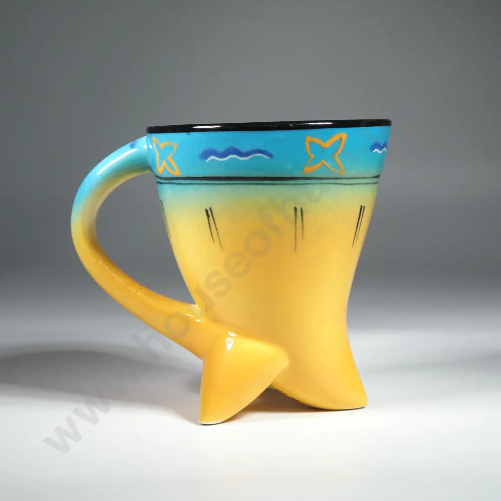 Brendan Adams Signed Tripod Mug w Wave & Starfish Decoration Image 1++