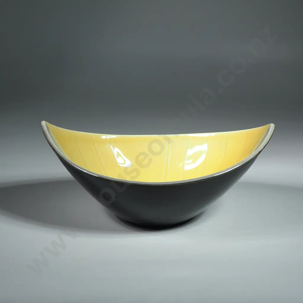 Mid Century Portland Dish Sweden  In Grey & Yellow w Black Exterior Image 1++