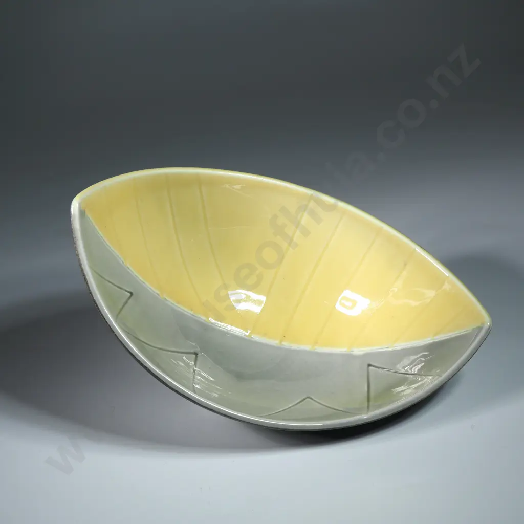 Mid Century Portland Dish Sweden  In Grey & Yellow w Black Exterior Image 1++
