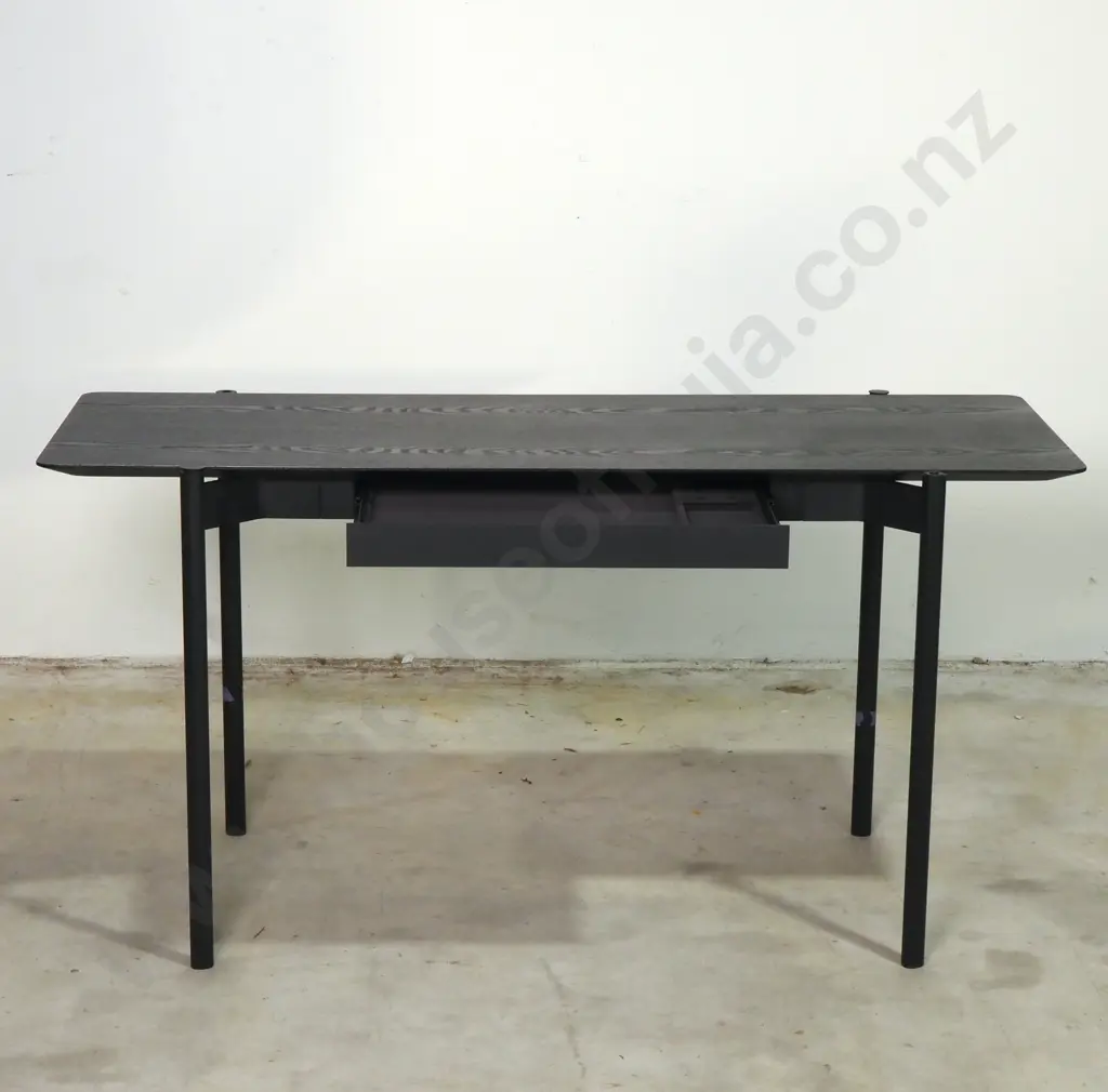 Modern Design Compact Black Oak Desk w Light & Charge Table Image 1++