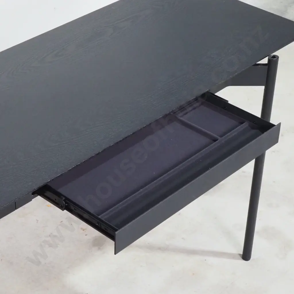 Modern Design Compact Black Oak Desk w Light & Charge Table Image 1++