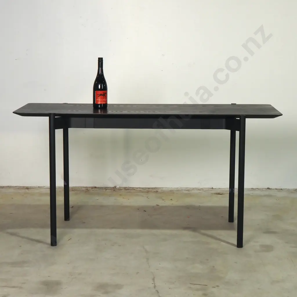 Modern Design Compact Black Oak Desk w Light & Charge Table Image 1++