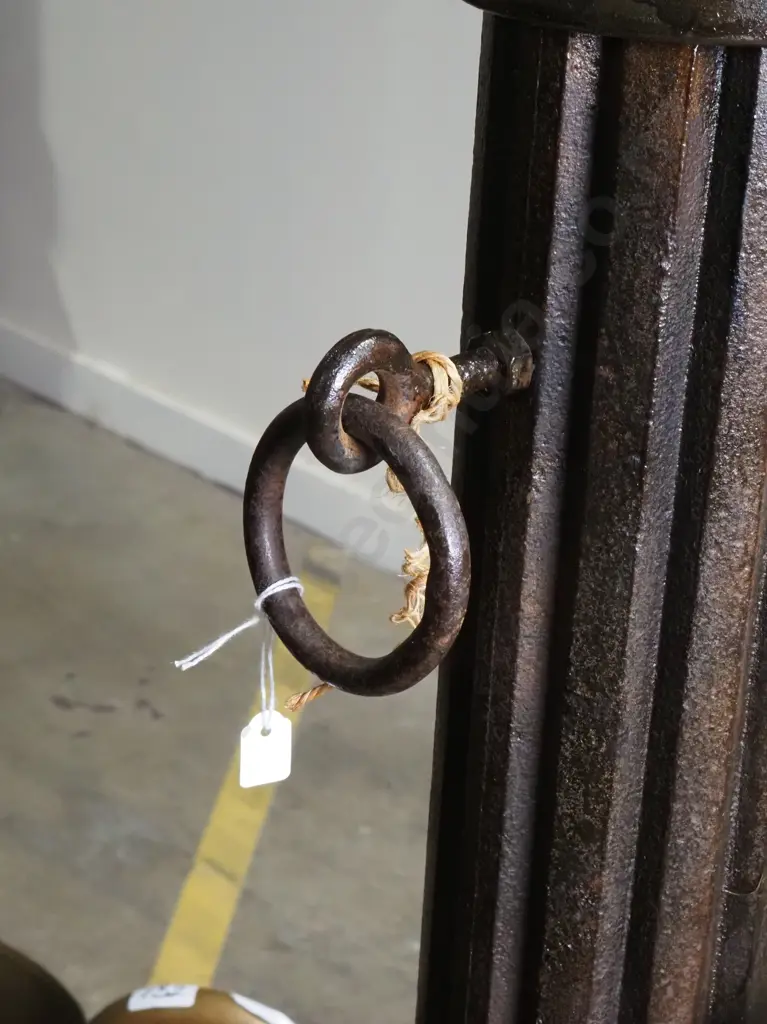 Antique Cast Iron Hitching Post in the Form of a Corinthian Column w Horse Figure Atop & a Brass Tap Image 1++