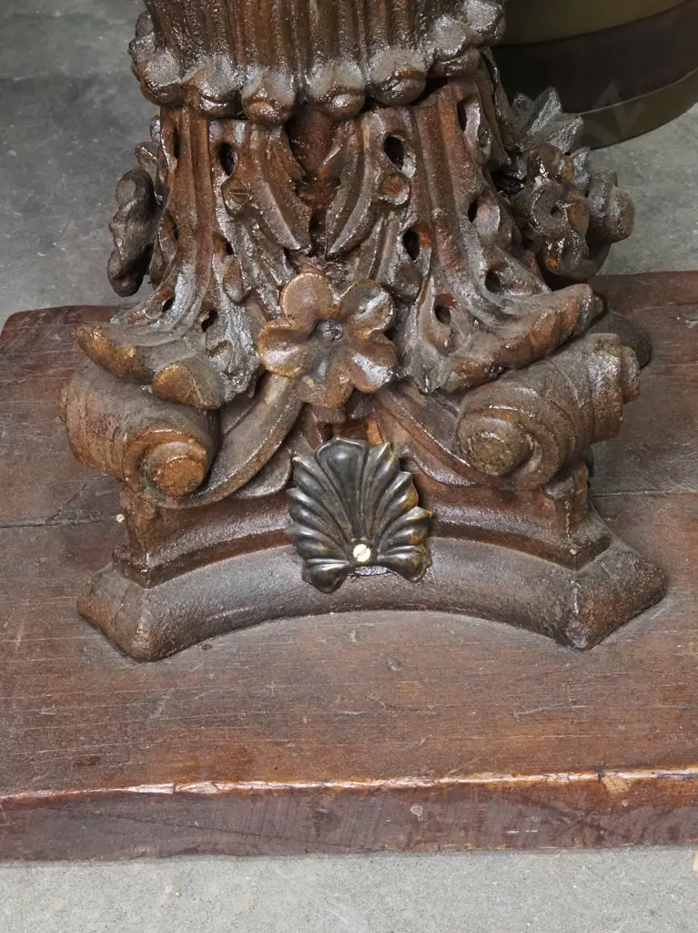 Antique Cast Iron Hitching Post in the Form of a Corinthian Column w Horse Figure Atop & a Brass Tap Image 1++