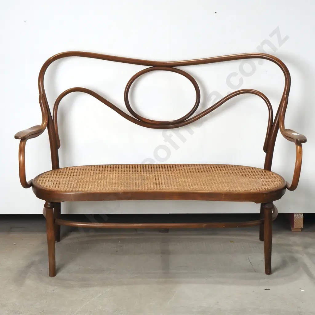 Bentwood  Two Seater Cane Sofa  w Cane Seat by J&J Kohn, Austria (1900) Image 1++