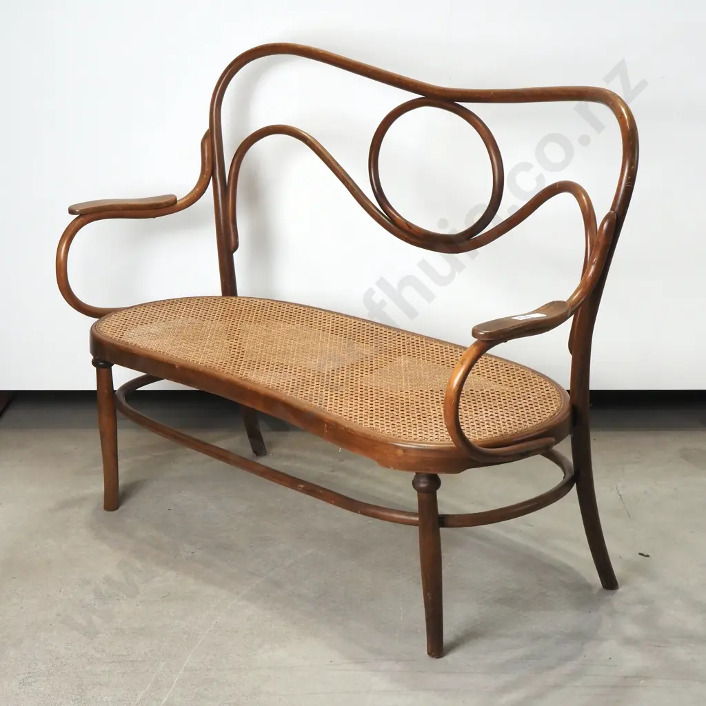 Bentwood  Two Seater Cane Sofa  w Cane Seat by J&J Kohn, Austria (1900) Image 1++