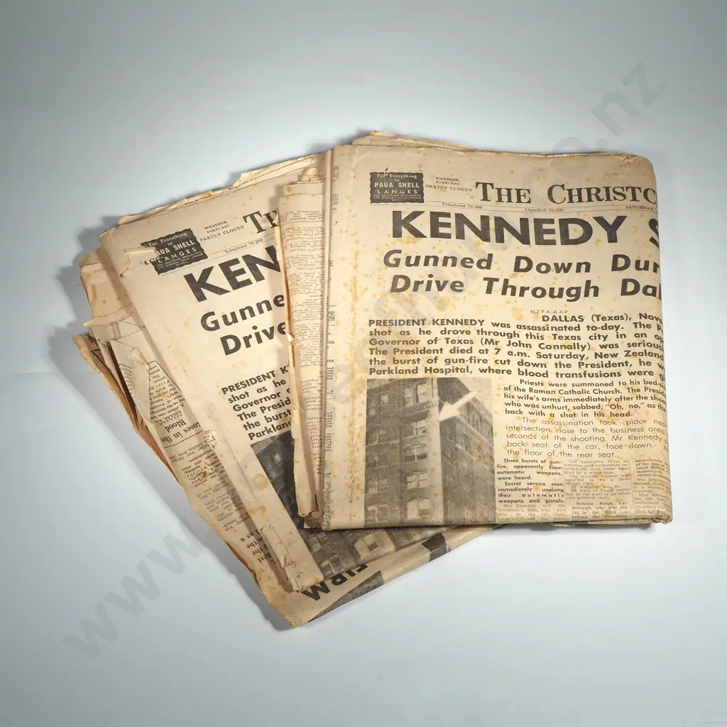 Two Christchurch Star Newspaper's Kennedy Assassination Headline Nov 23rd 1963 Image 1++