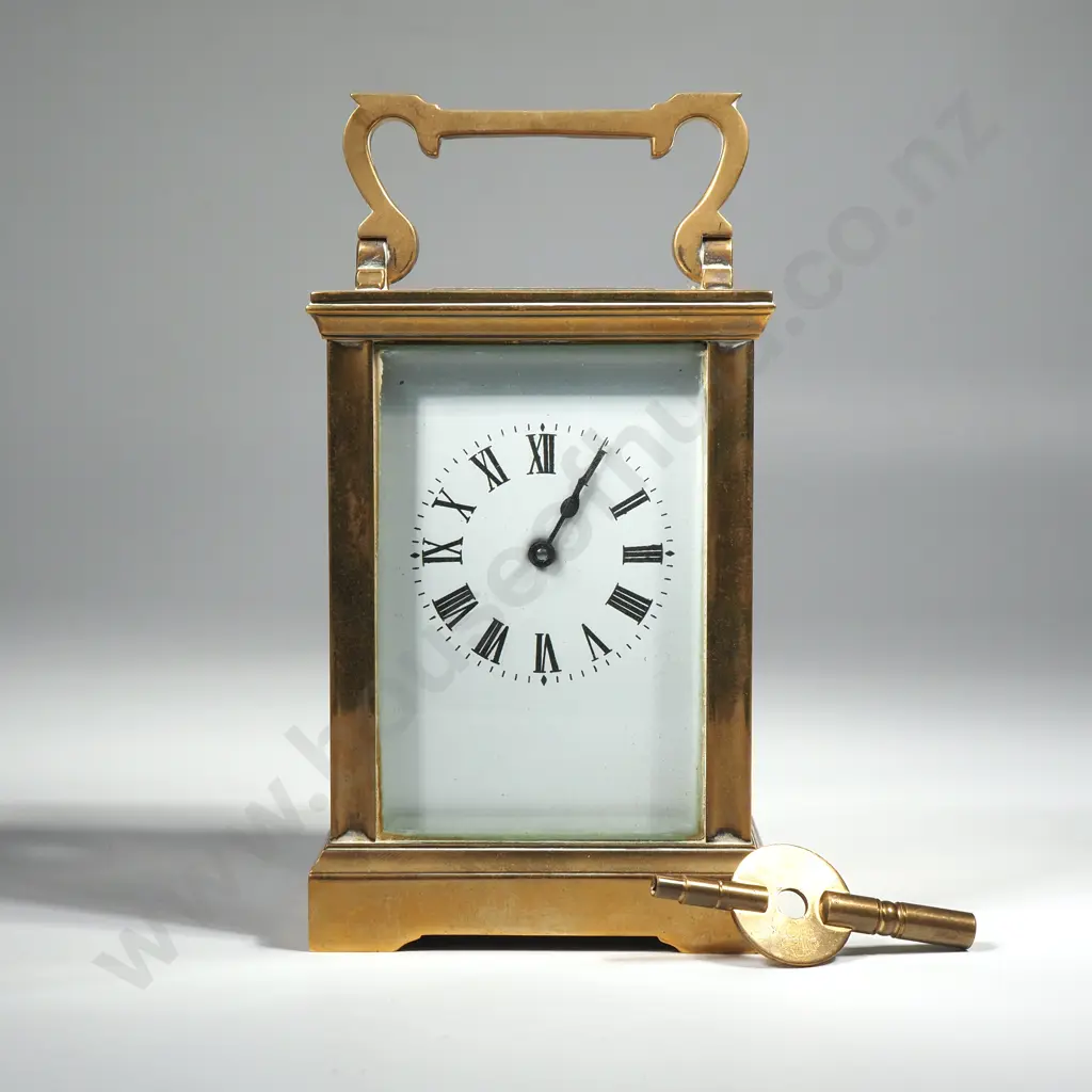 Vintage French Brass Carriage Clock With Key  Image 1++