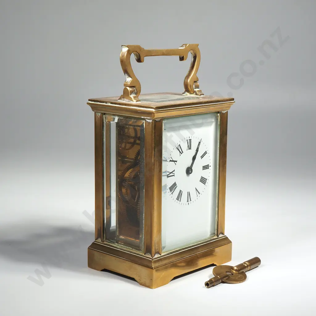 Vintage French Brass Carriage Clock With Key  Image 1++