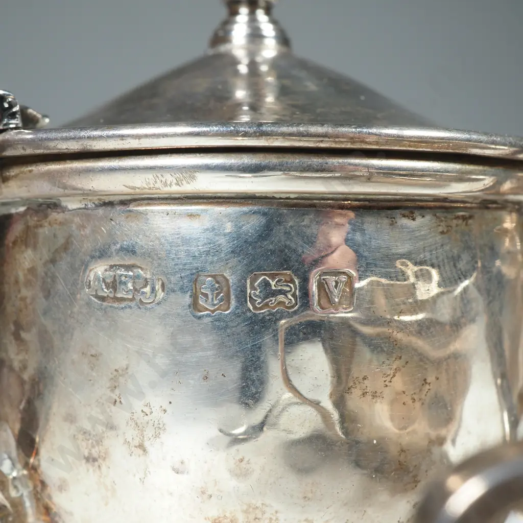 AEJ Albert Edward Jones Sterling Silver Arts & Crafts Cruet Set Image 1++