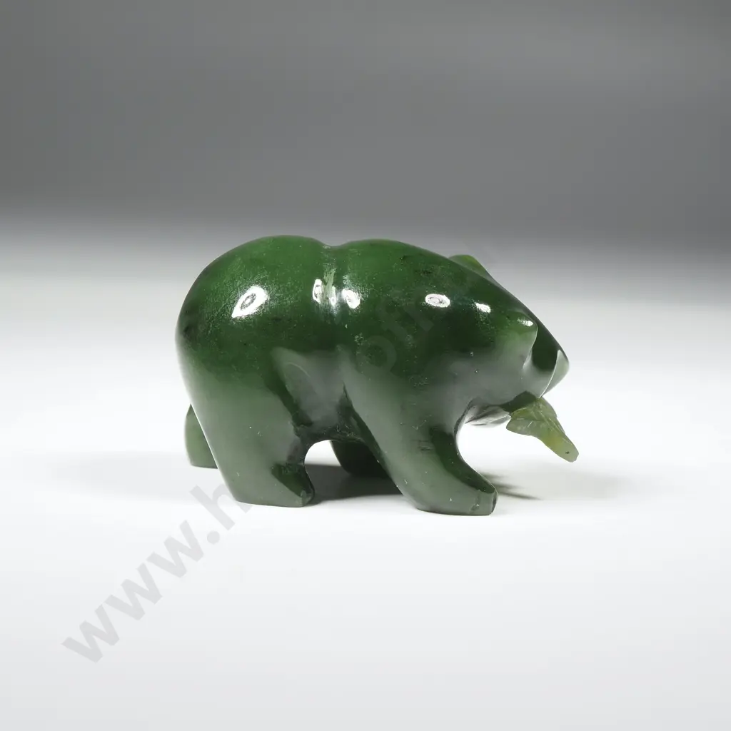 Canadian Jade Carved Bear with Caught Fish Image 1++