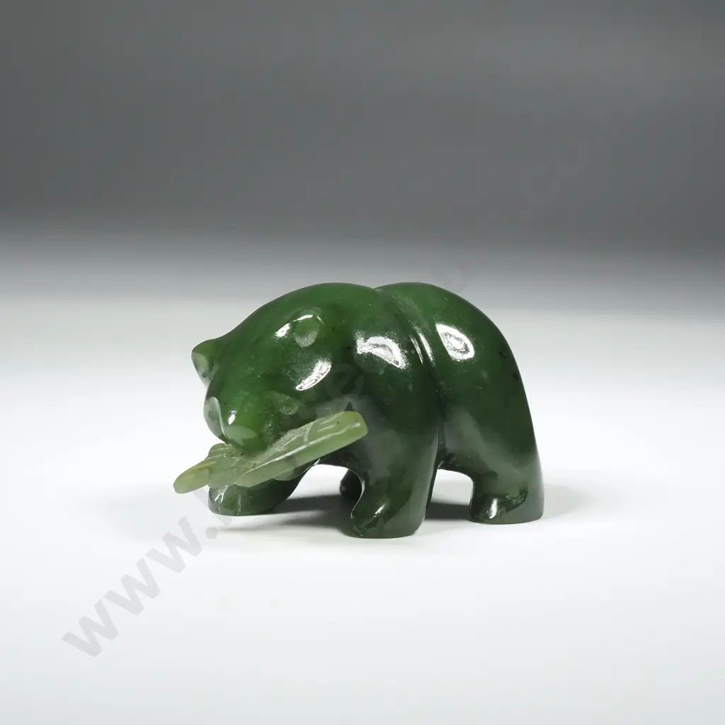 Canadian Jade Carved Bear with Caught Fish Image 1++